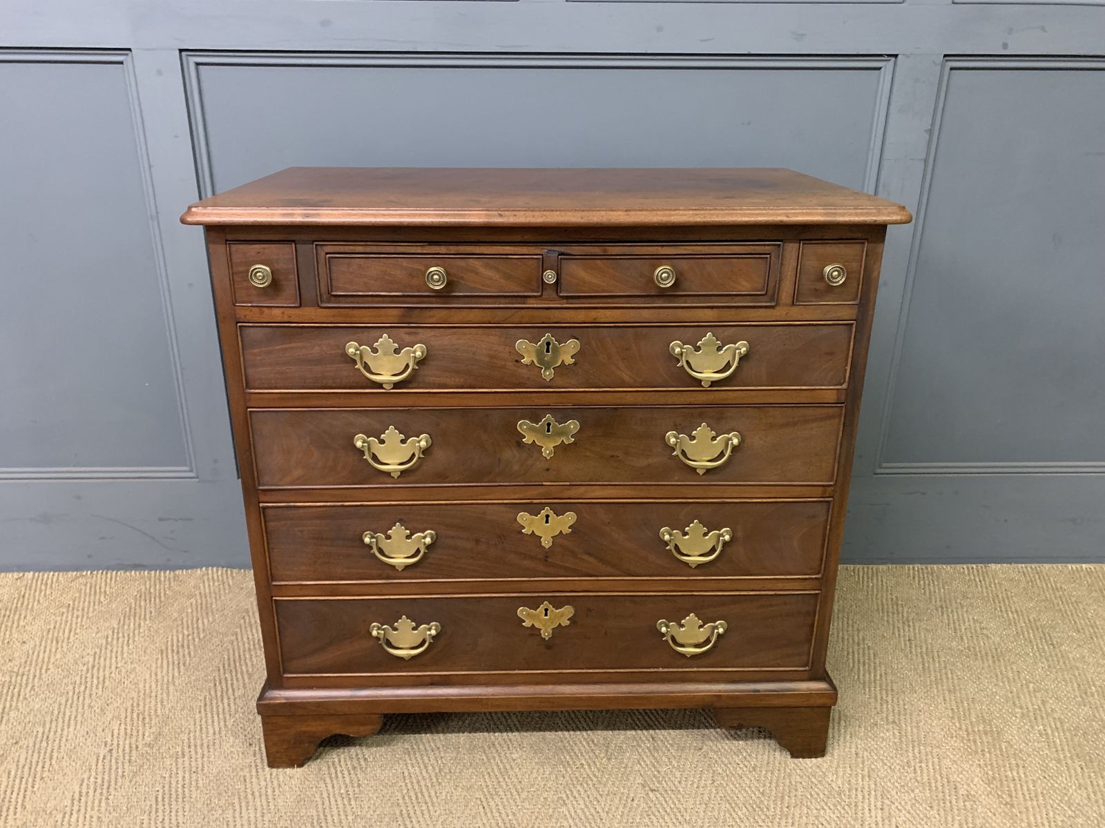 4650.0 Rare Georgian Mahogany Bachelors Chest With Writing Drawer photo