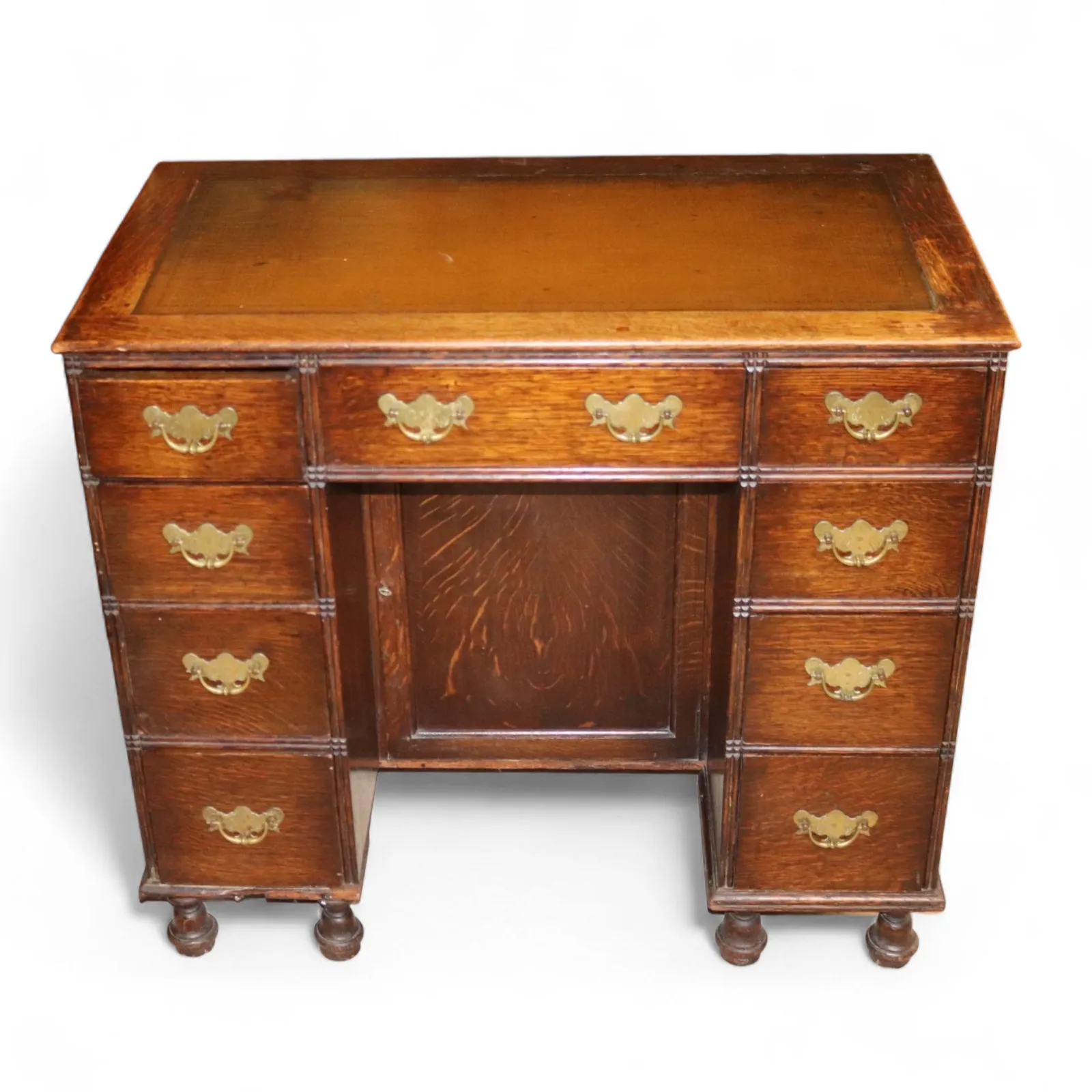 Antique George III Style Oak Small Knee Hole Writing Desk photo furniture