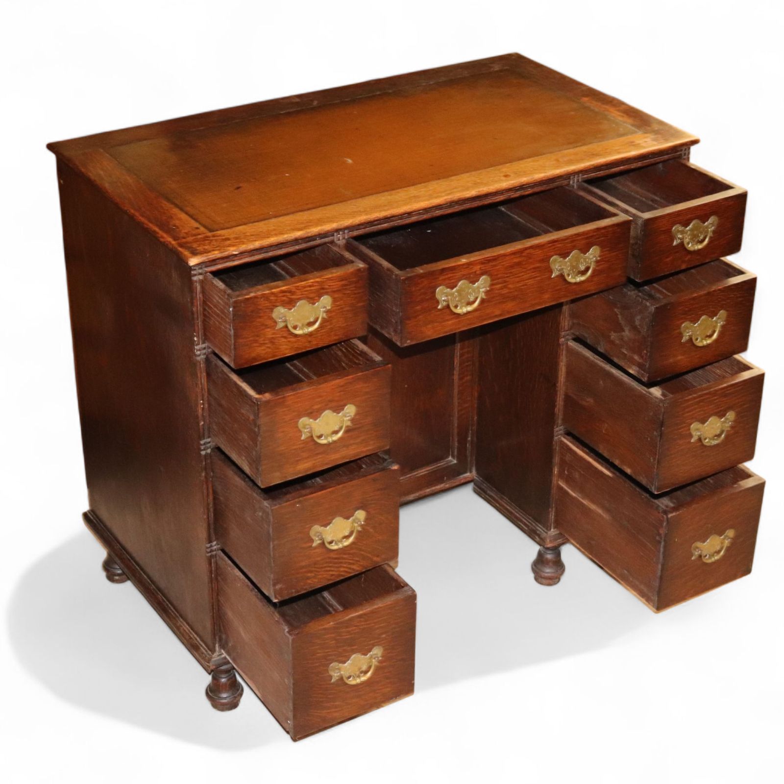 Antique George III Style Oak Small Knee Hole Writing Desk photo for sale