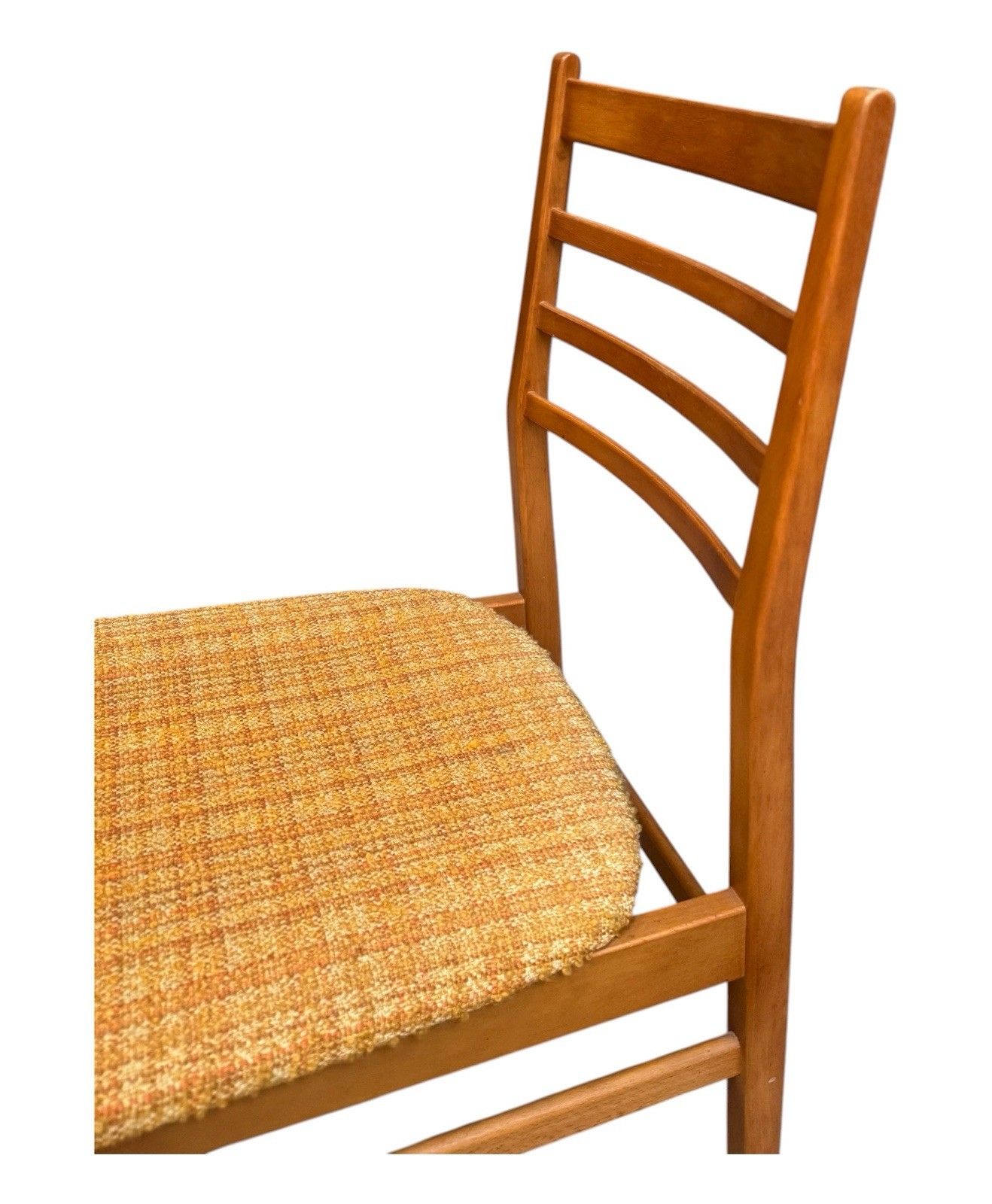 Set Of Four Beech Dining Chairs Mid Century Retro C1970s Ladder Backs photo vintage
