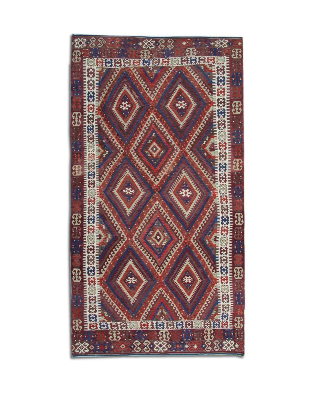 Anatolian Kilim Rug: Flat Weave In Turkish Wool From The 1900s, Geometric Tribal Pattern photo furniture