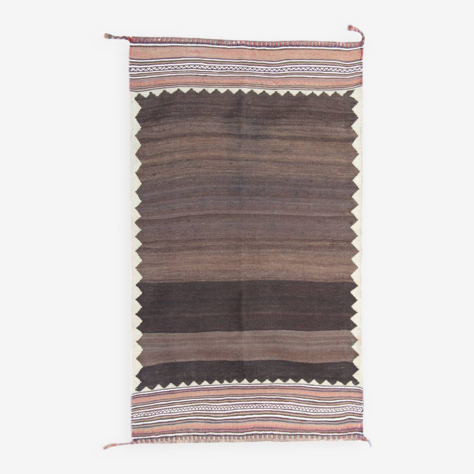Tribal Kilim Rug, Earthy Brown Tones, Flat Woven Wool, 157 X 89 Cm