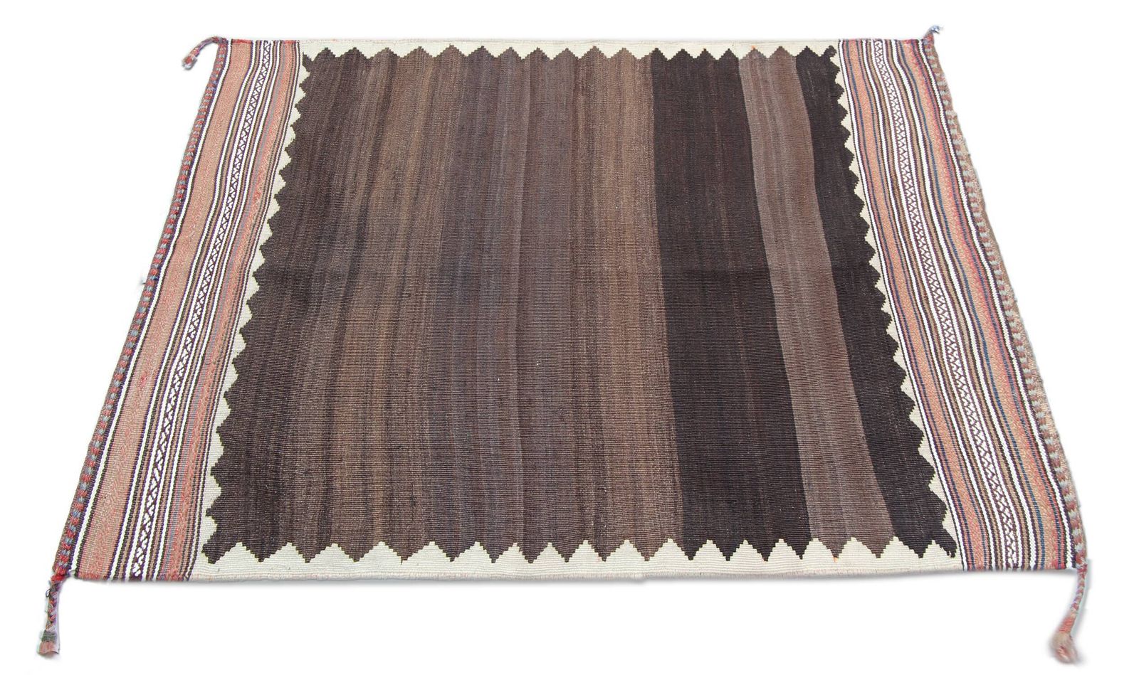 Tribal Kilim Rug, Earthy Brown Tones, Flat Woven Wool, 157 X 89 Cm photo Textiles