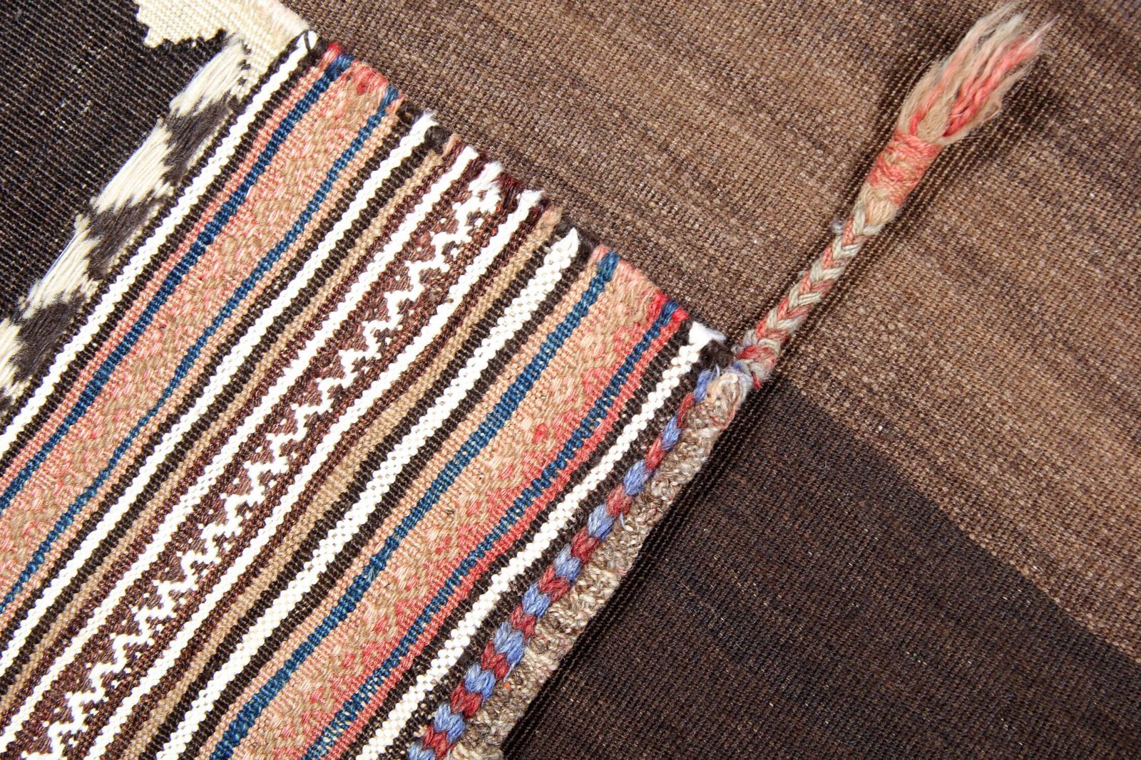 Tribal Kilim Rug, Earthy Brown Tones, Flat Woven Wool, 157 X 89 Cm photo vinterior