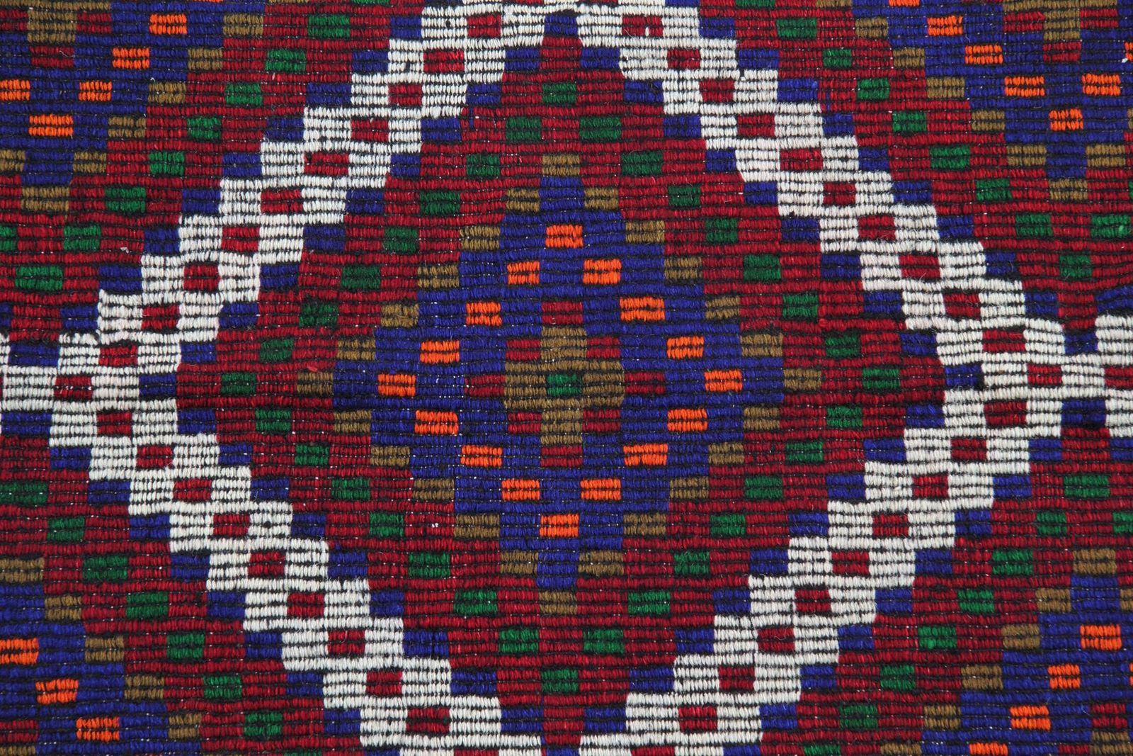 Turkman Kilim Rug, Flat Weave Geometric Burgundy And Navy Blue, 314 × 174 Cm photo buy