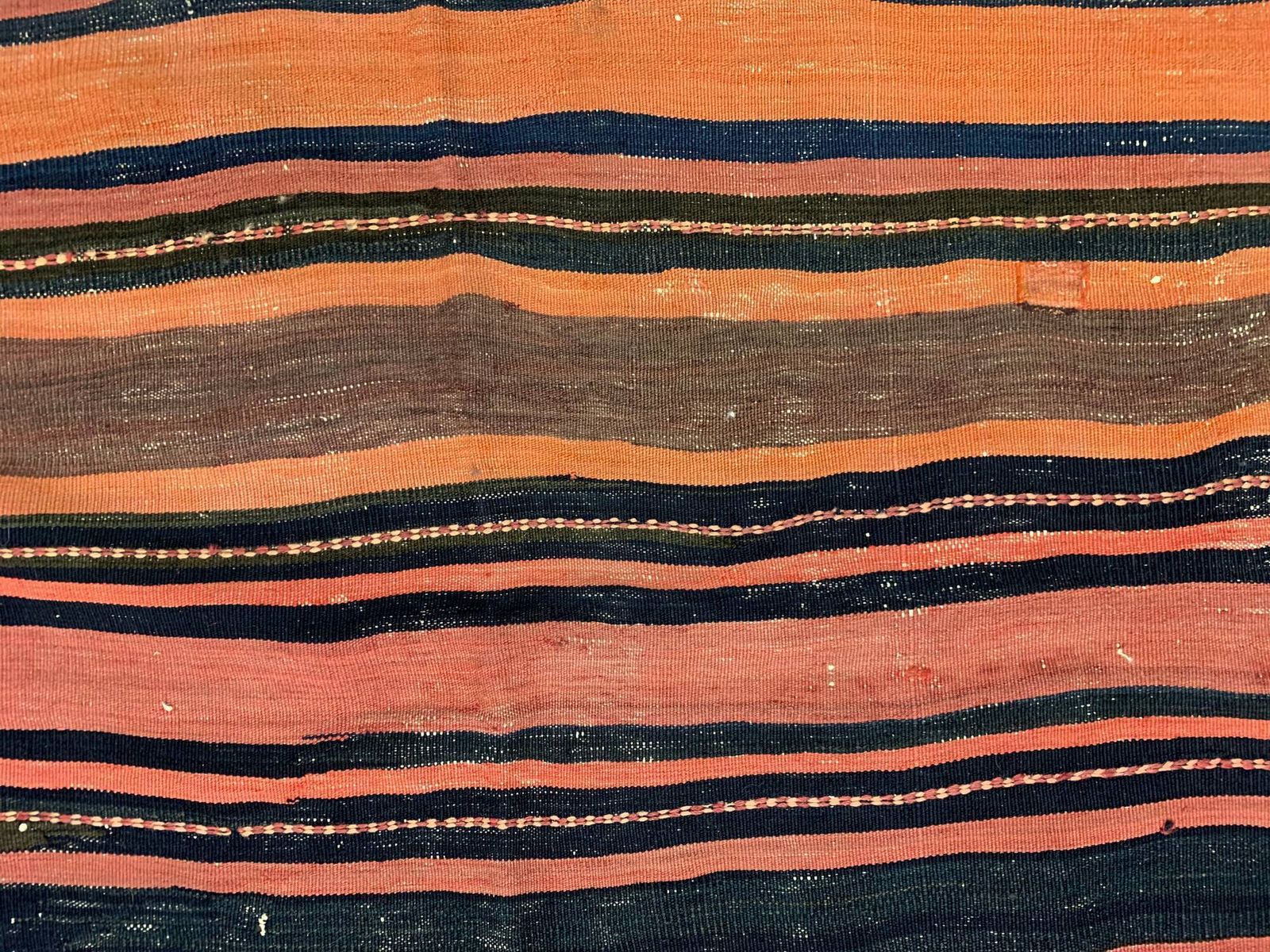Anatolian Kilim Rug From The 1960s, Hand Woven Striped Wool Rug, 125 X 363 Cm photo Textiles