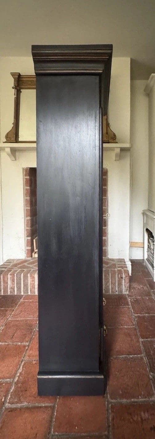 Repro Black Antique Style Solid Oak Linen Larder Kitchen Hall Toy Cupboard photo vintage