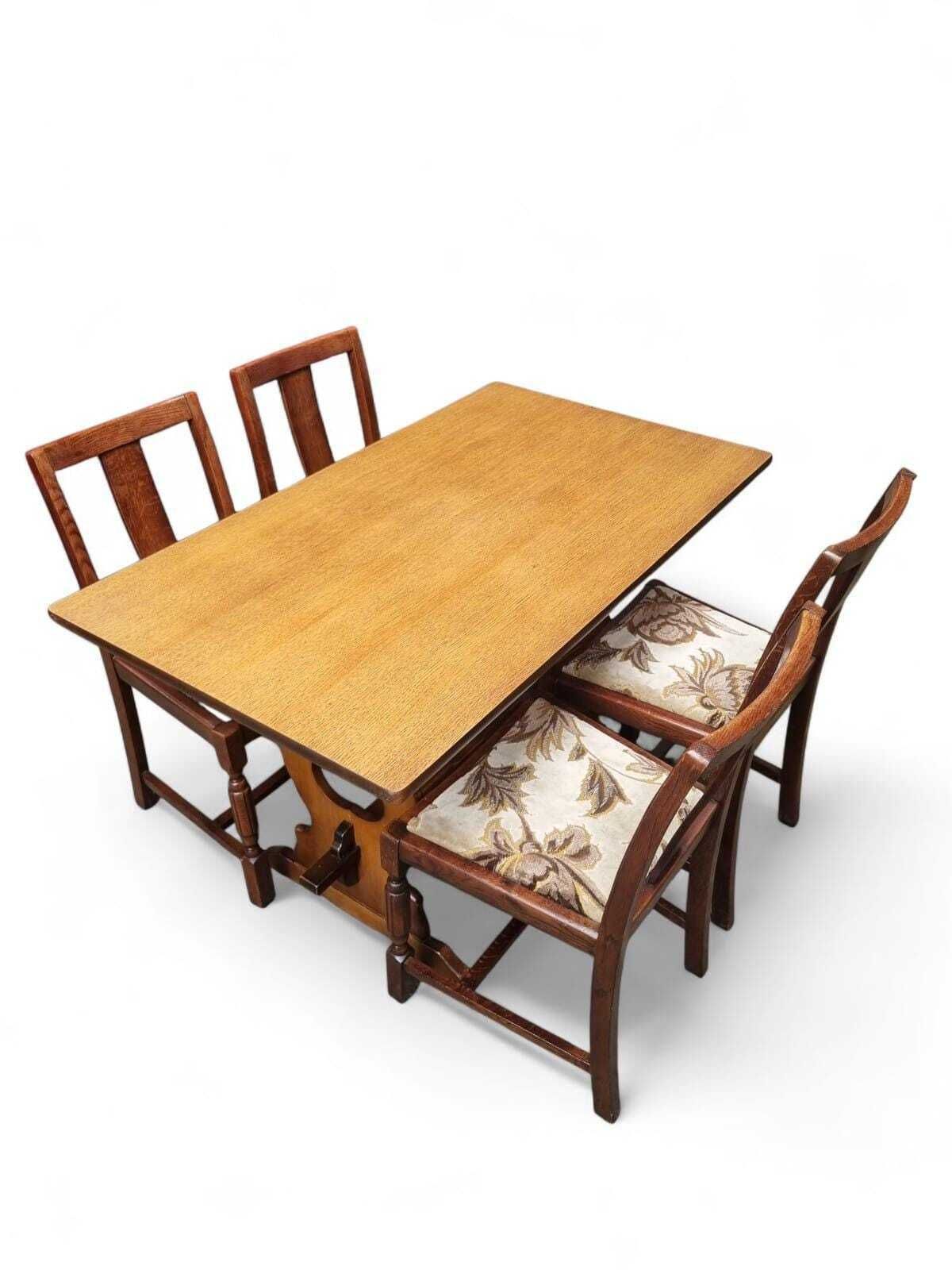 Vintage Oak Dining Chairs  / Set Of 4 / English Made C.1960 / Free Delivery photo Furniture