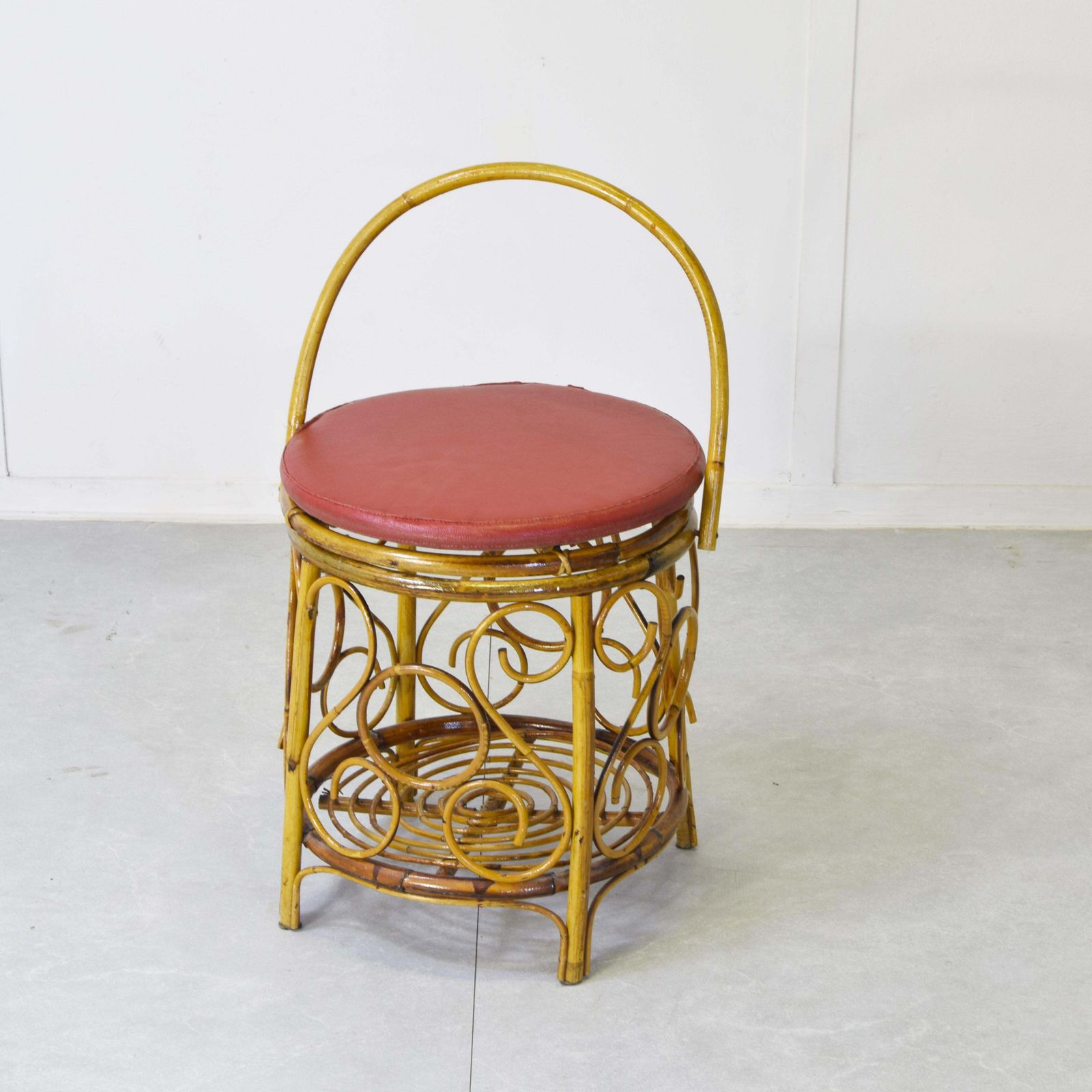 Vintage 60s Bamboo & Rattan Pouf photo furniture