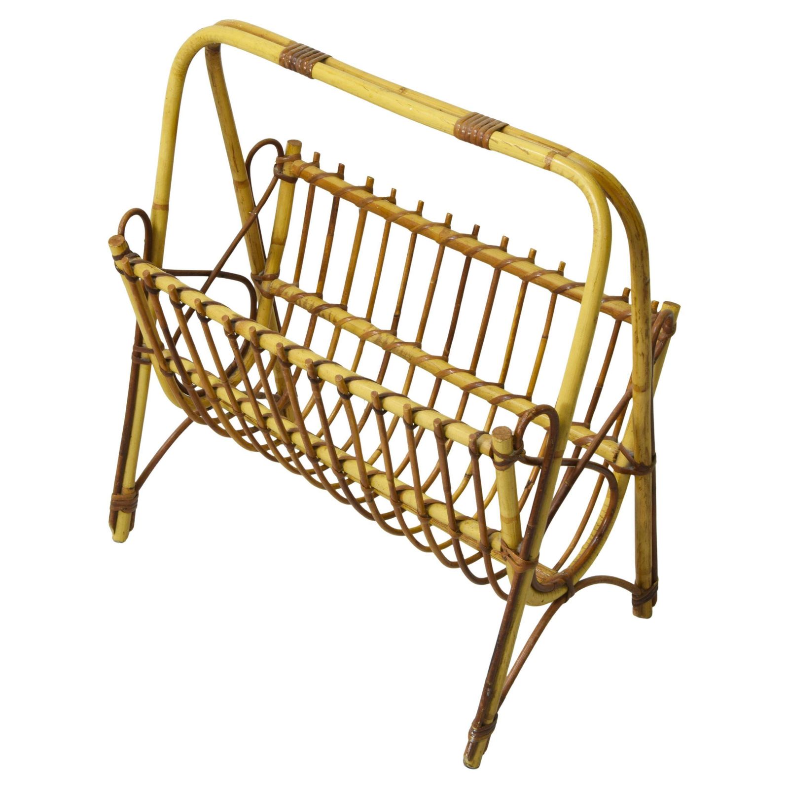 Italian Bamboo & Rattan Magazine Rack 1960s