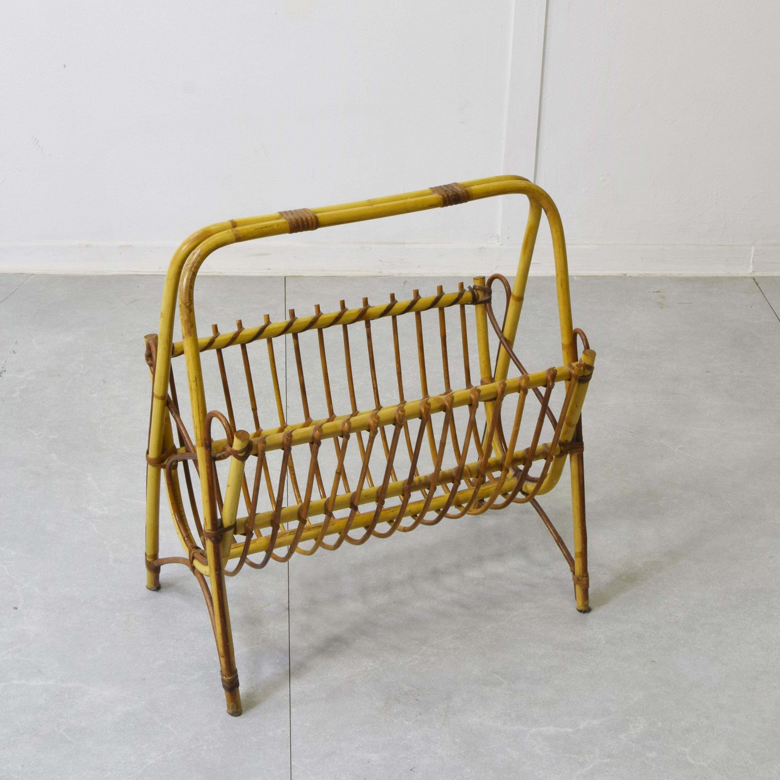 Italian Bamboo & Rattan Magazine Rack 1960s photo furniture