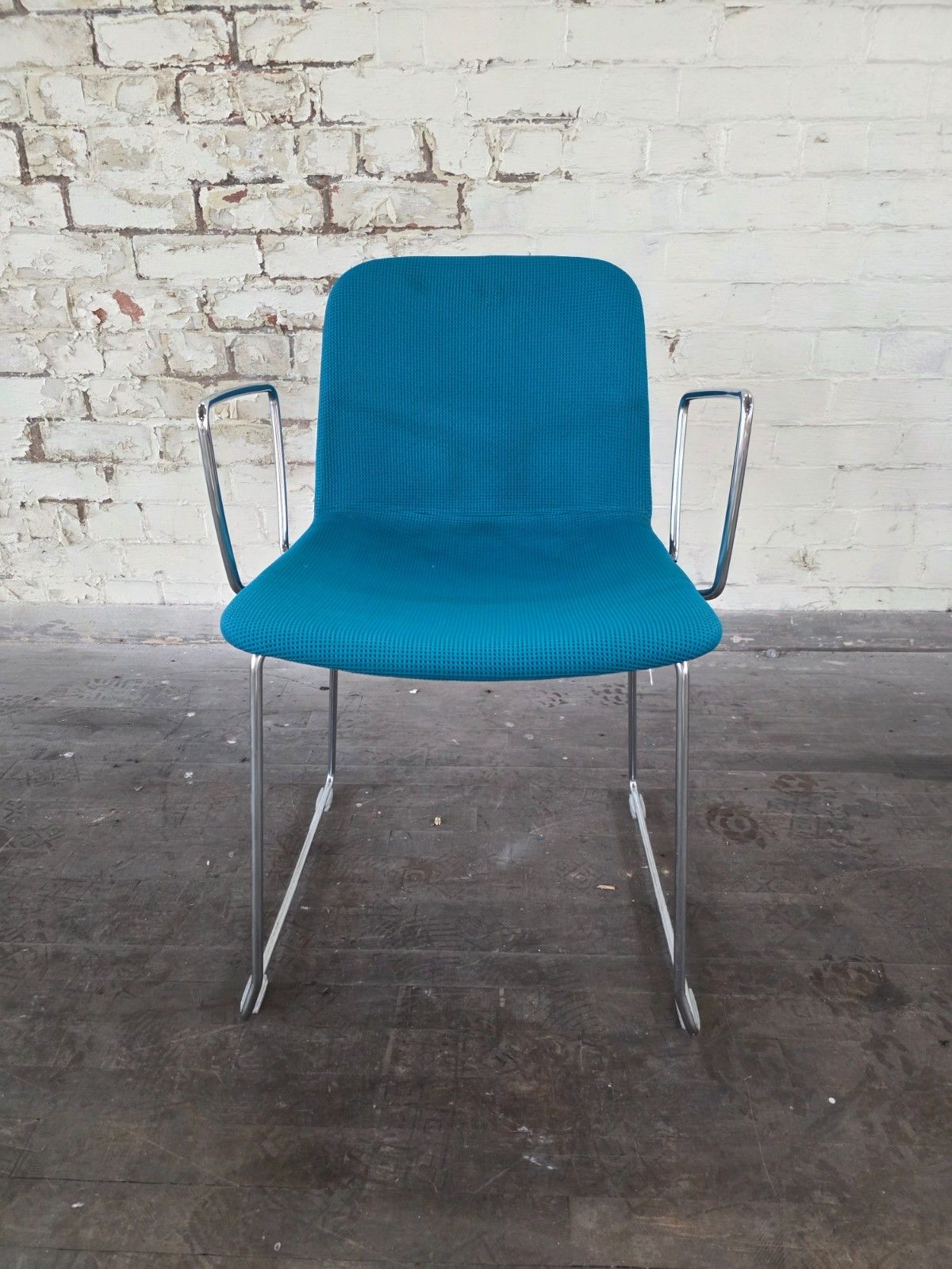 Verco Sola Chair With Blue Fabric Seat And Chrome Base
