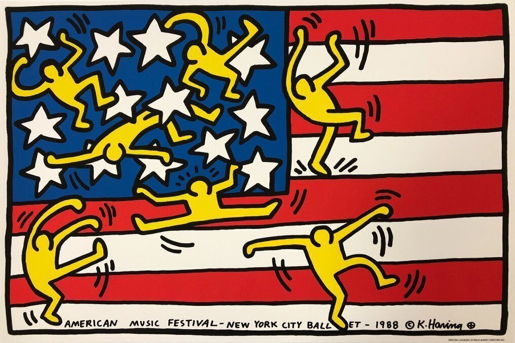 Keith Haring, 1990s   American Festival   Exhibition Poster Printed In Offset photo Art