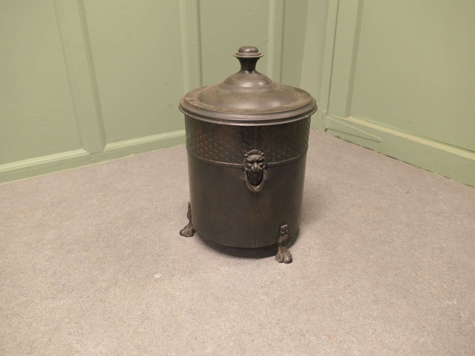 Art Deco Gothic Coal Bucket A Superb Design With A Copper Oxidised Patina, The Coal Buc photo vinterior