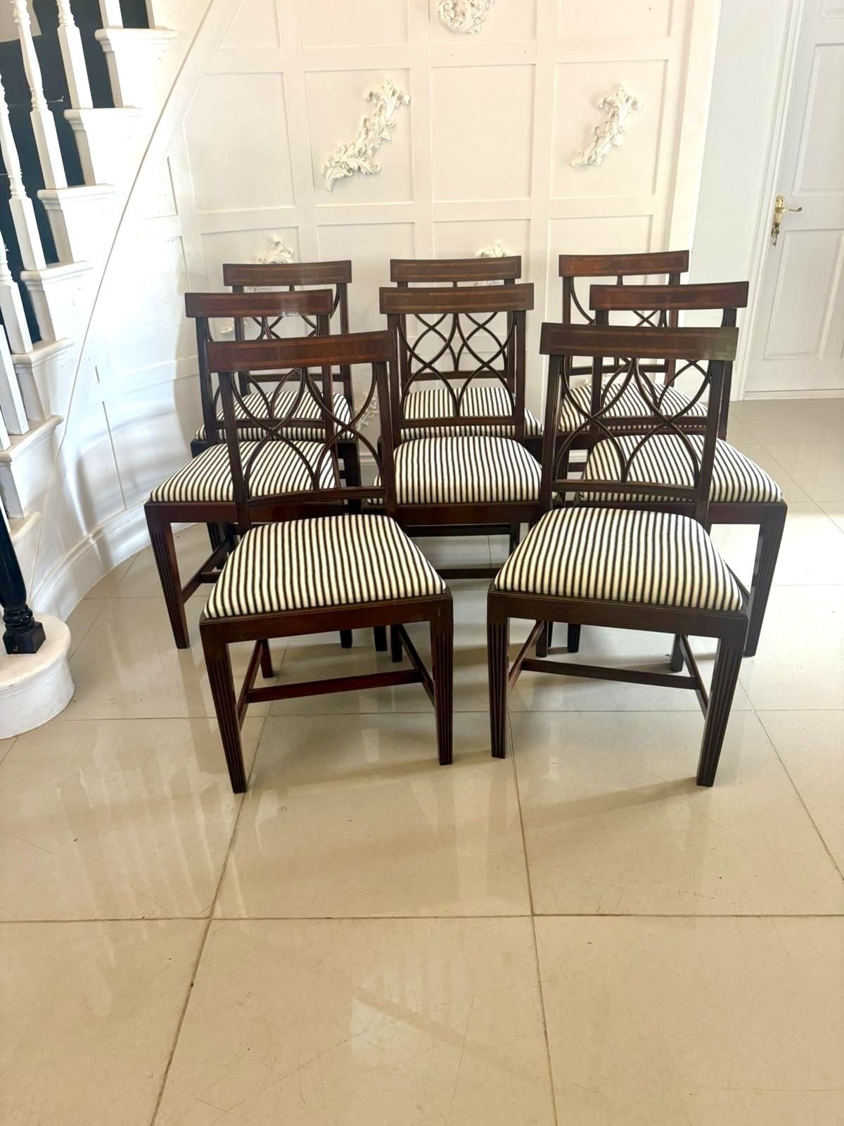 Furniture Set Of 8 Antique Quality Mahogany Dining Chairs photo