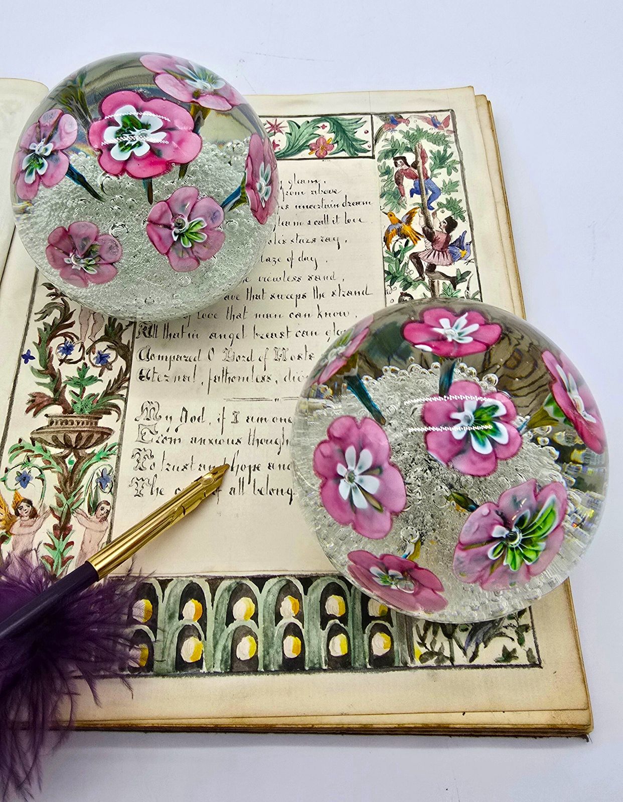 A Stunning Pair Of  Italian Murano Glass Paperweights, Circa 1930