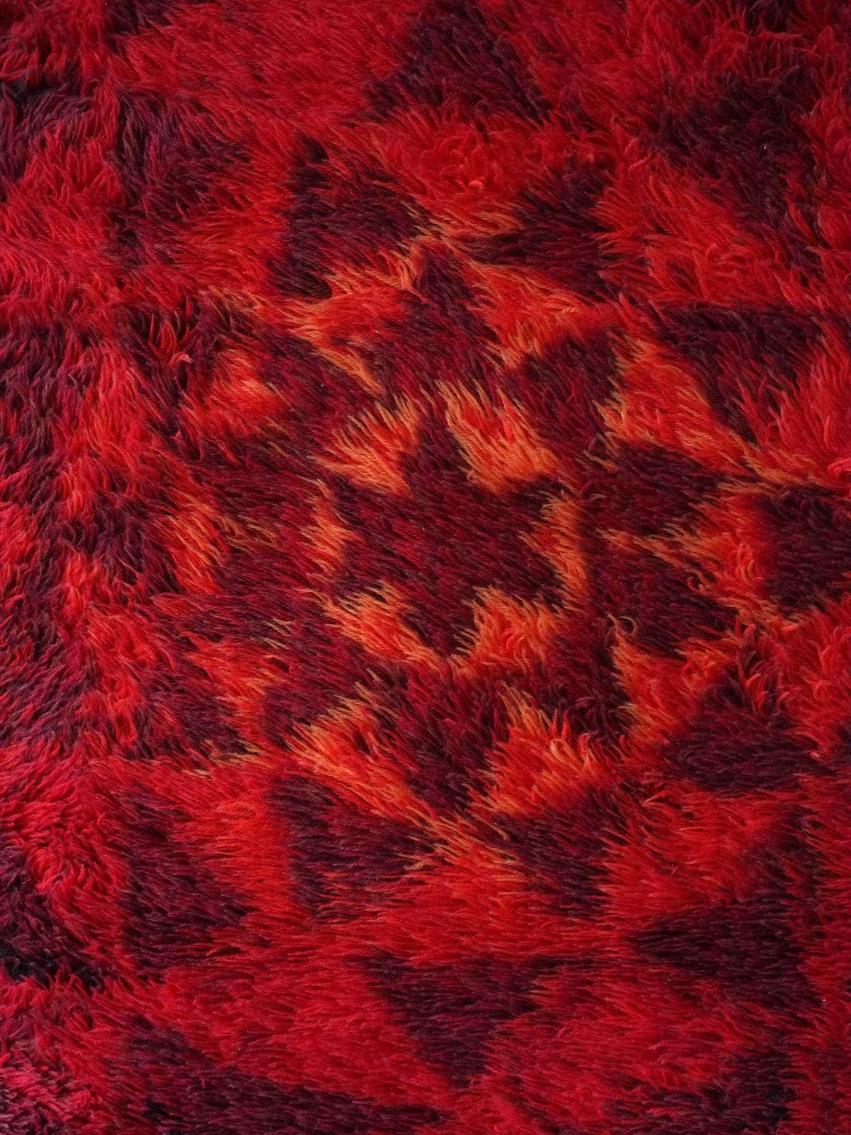 Mid Century Abstract Red Wool Rya Rug | Sweden | 1960s photo furniture