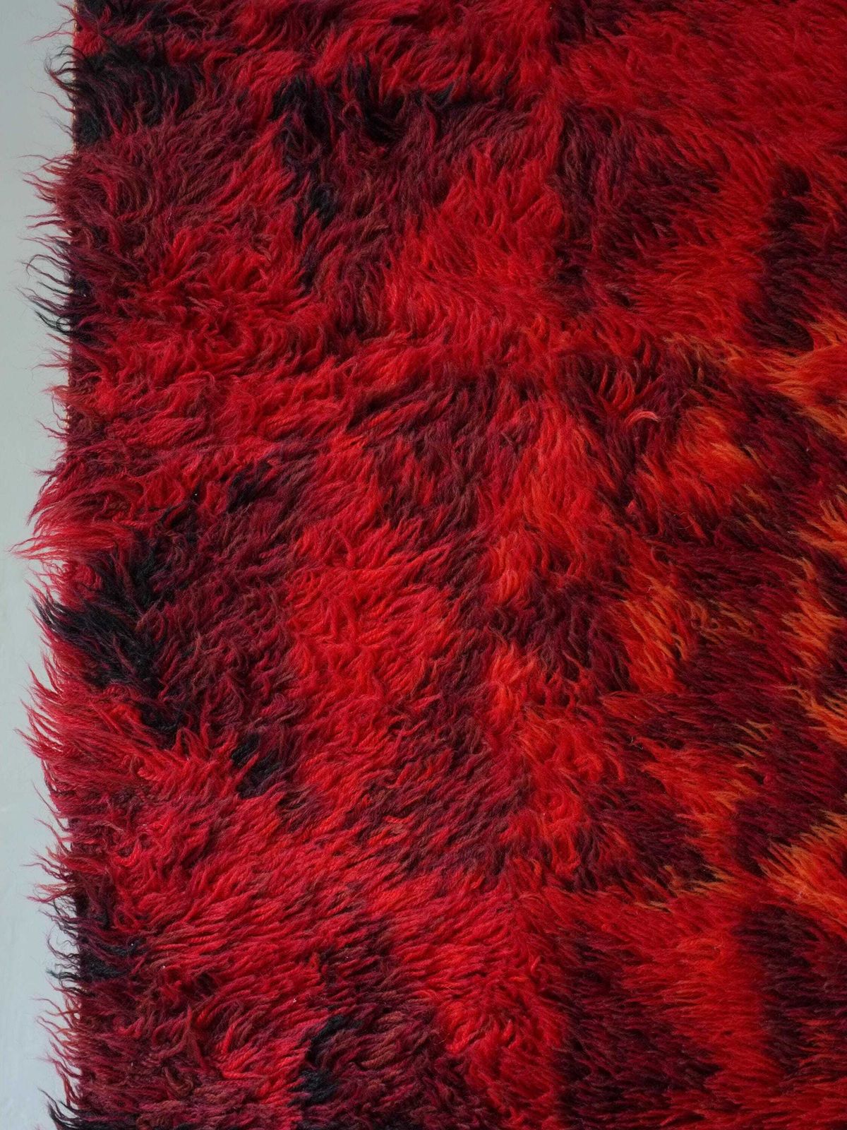 Mid Century Abstract Red Wool Rya Rug | Sweden | 1960s photo for sale