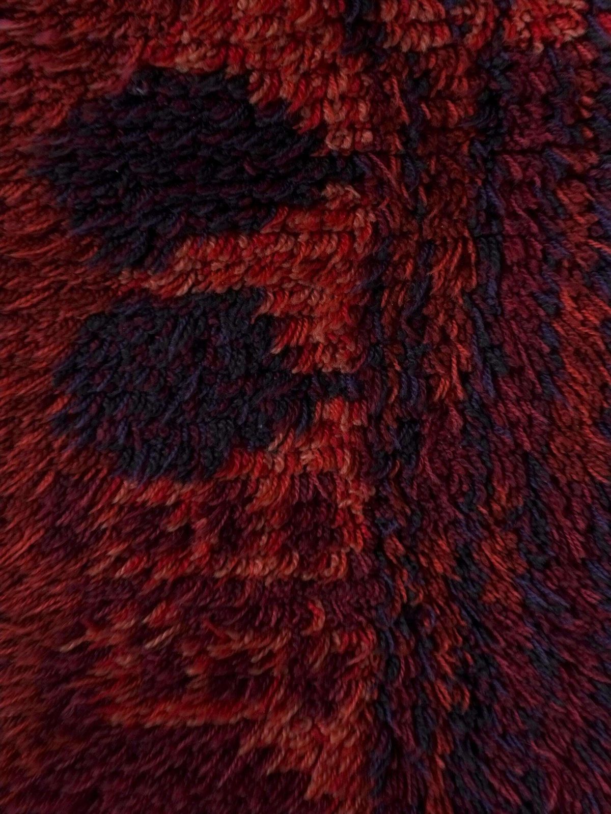 Vintage Swedish Red Wool Rya Rug | 1960s photo furniture