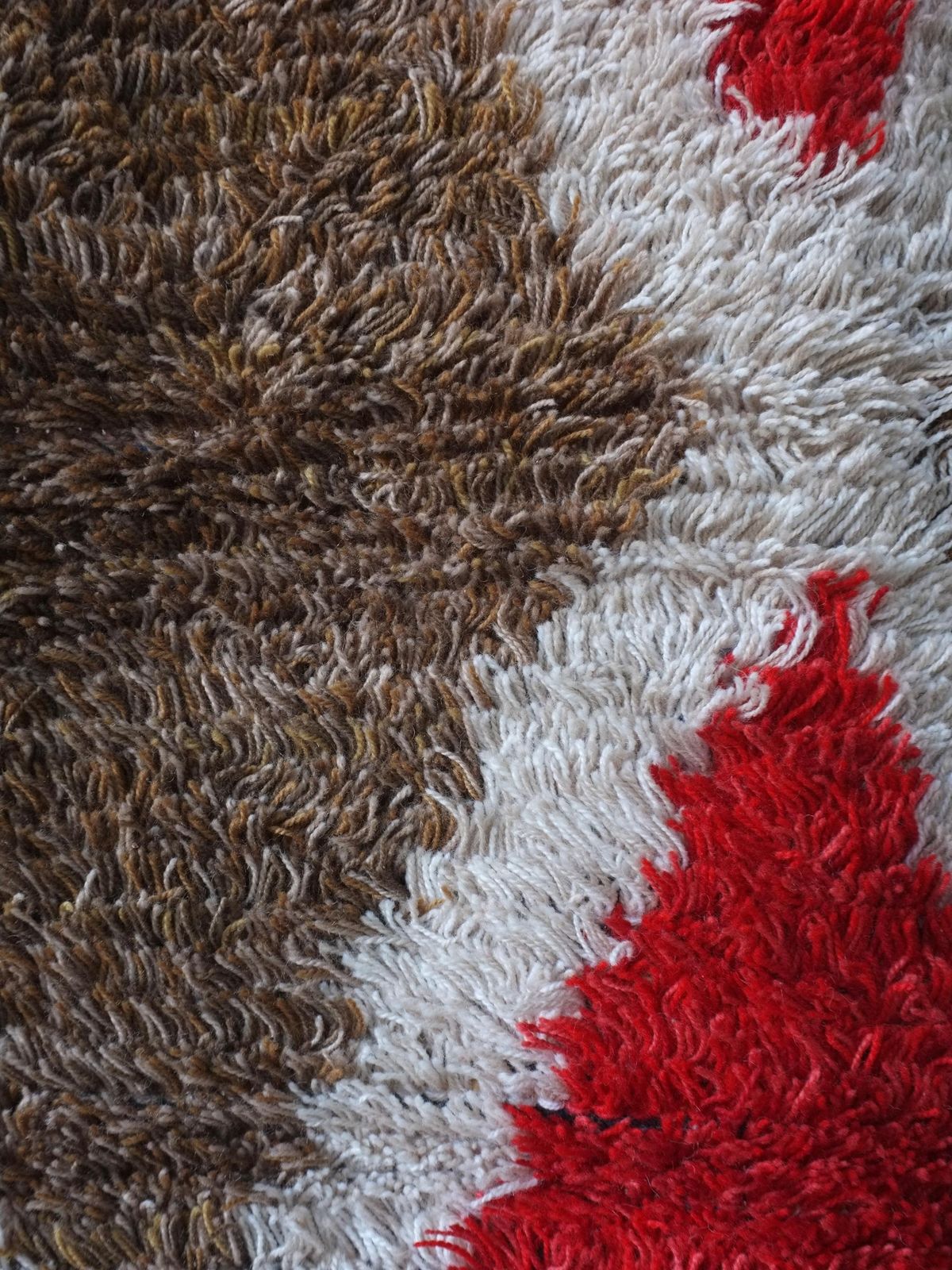 Scandinavian Red Rhombus Rya Rug | Sweden | 1960s photo for sale