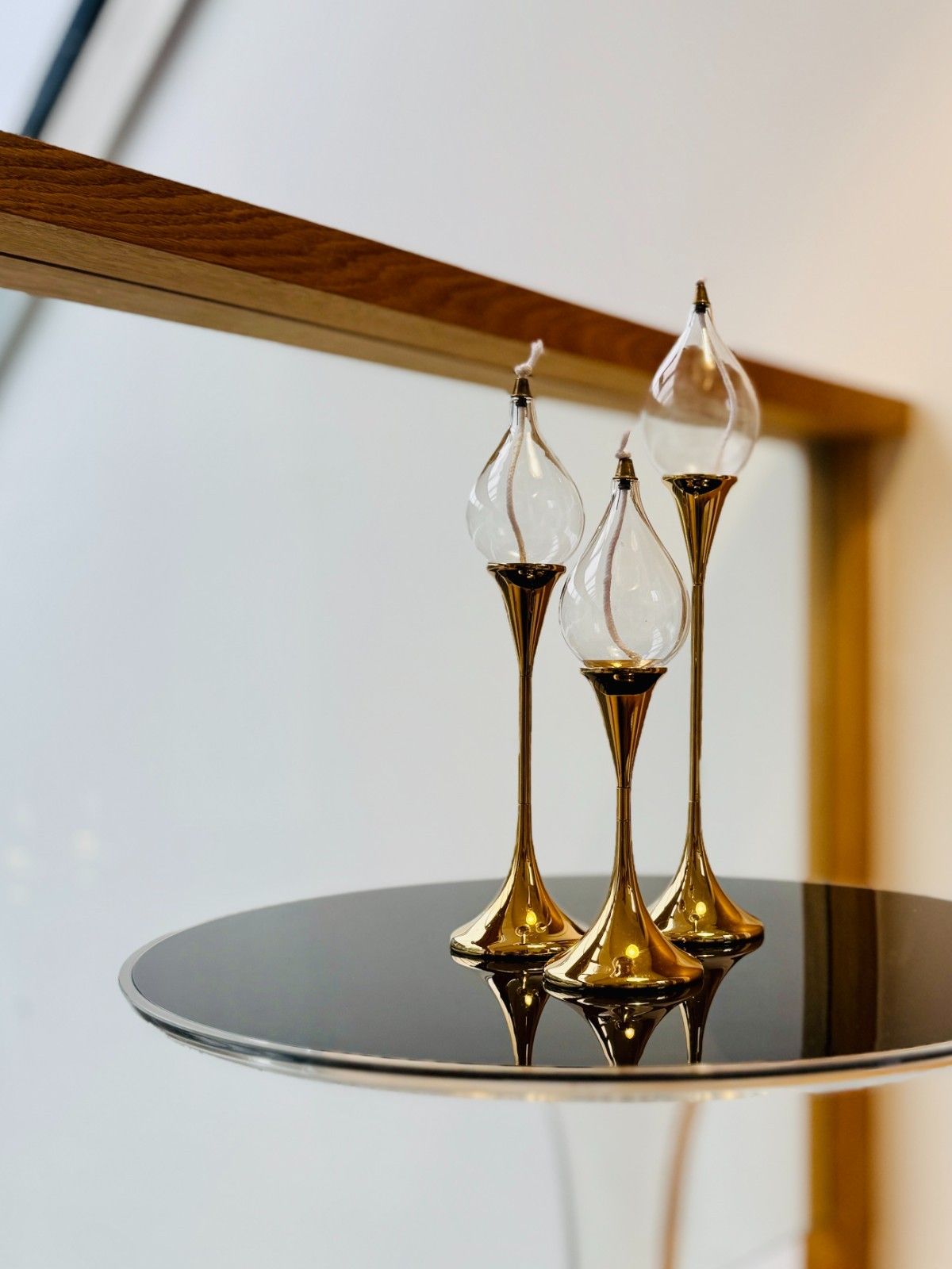 Rare 1970s Space Age Clear Drops Trio By Freddie Andersen In Gold, Boxed photo furniture