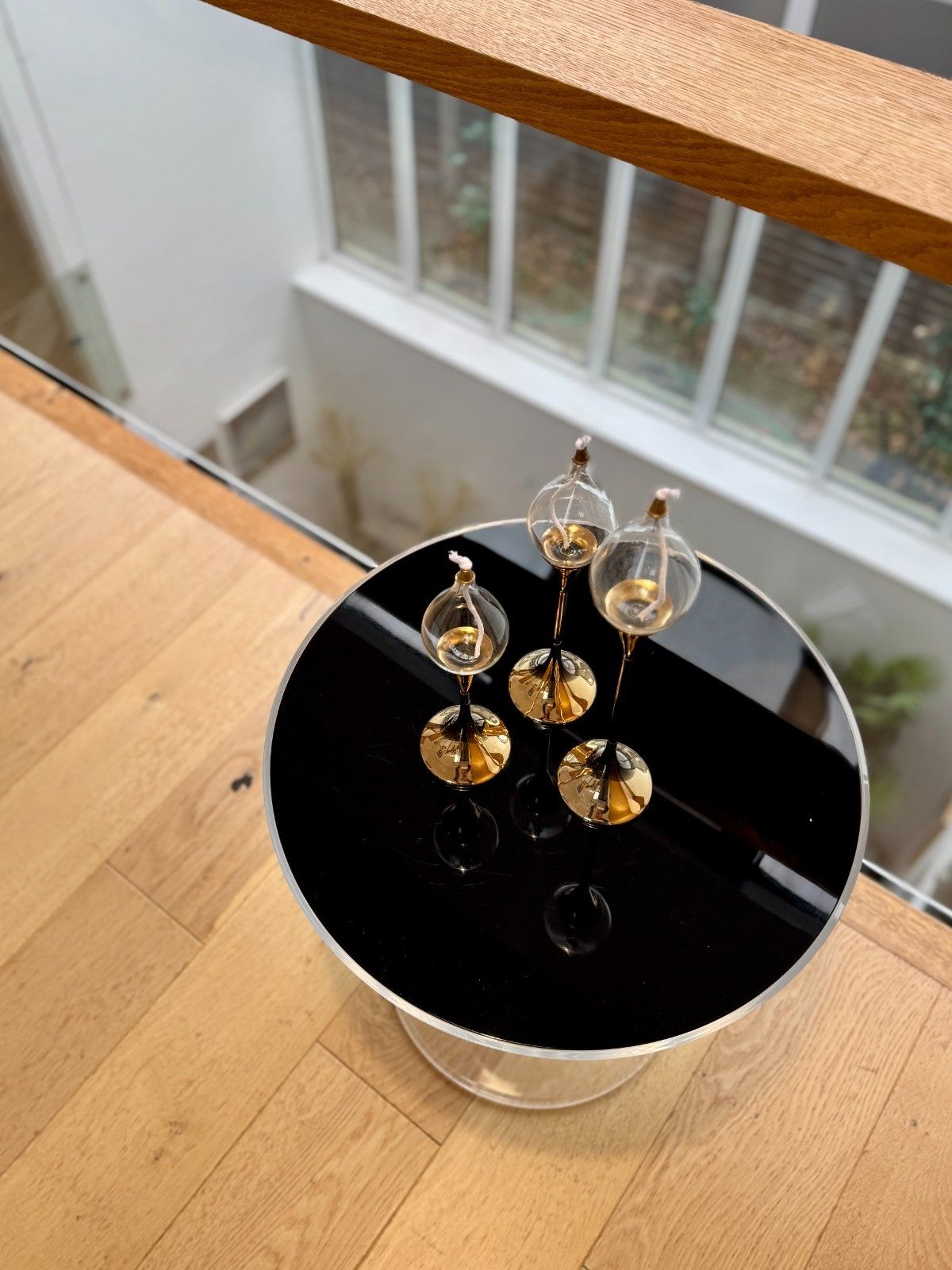 Rare 1970s Space Age Clear Drops Trio By Freddie Andersen In Gold, Boxed photo vintage