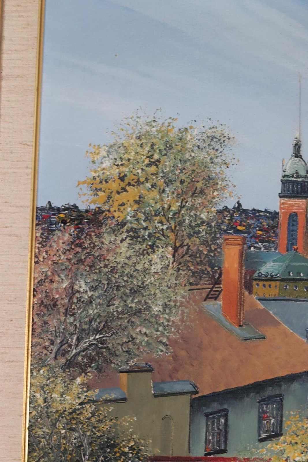 315.0 Original Mid Century Swedish Oil On Canvas – “Stockholm” By Eddie Hammerström – Vintage & Framed – 67 × 78 Cm (26.4" × 30.7") photo
