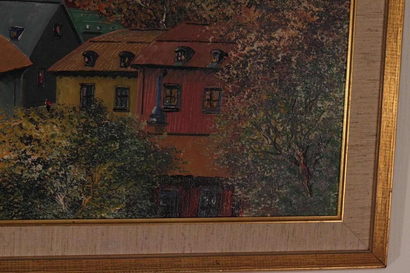 photo vinterior Original Mid Century Swedish Oil On Canvas – “Stockholm” By Eddie Hammerström – Vintage & Framed – 67 × 78 Cm (26.4" × 30.7")