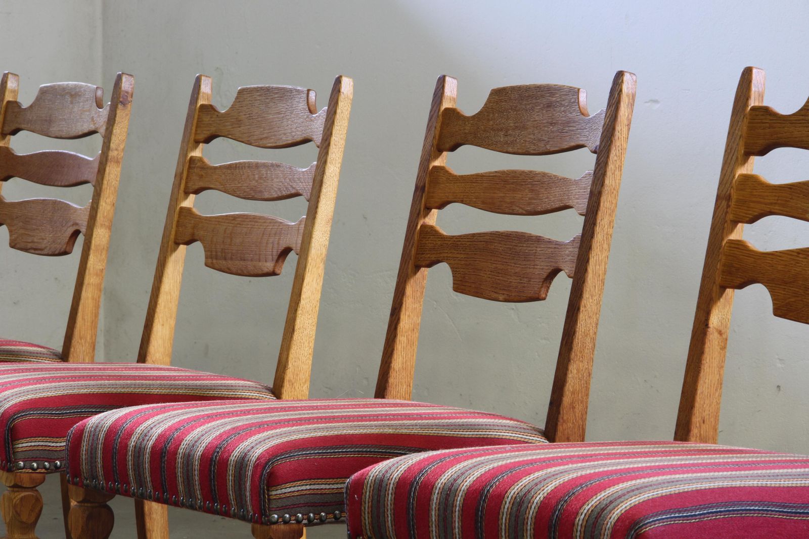 Vintage 1960s Danish Farmhouse Oak Dining Chairs Style Of Henning Kjærnulf photo 2000.0