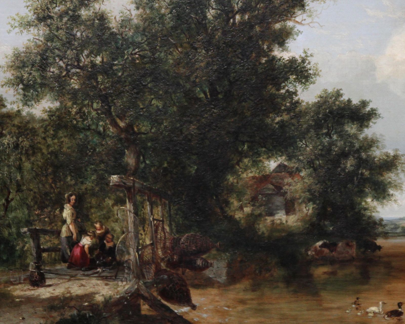 Pulling In The Creel Nets   British Victorian Art River Landscape Oil Paintingcirca 1865 photo Art
