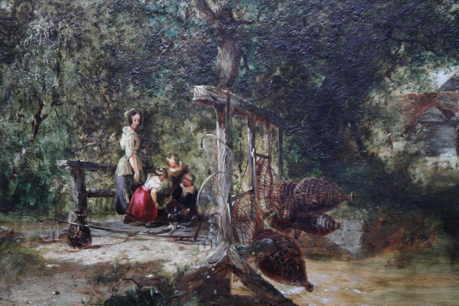 Pulling In The Creel Nets   British Victorian Art River Landscape Oil Paintingcirca 1865 photo vinterior