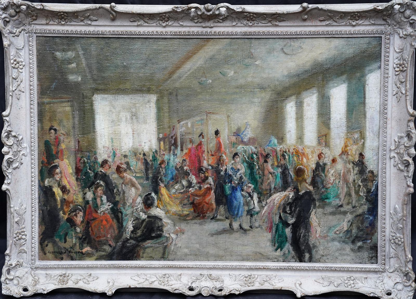 Leonard Fullerharrod's Dress Department Interior   British Impressionist Art Oil Paintingcirca 1940