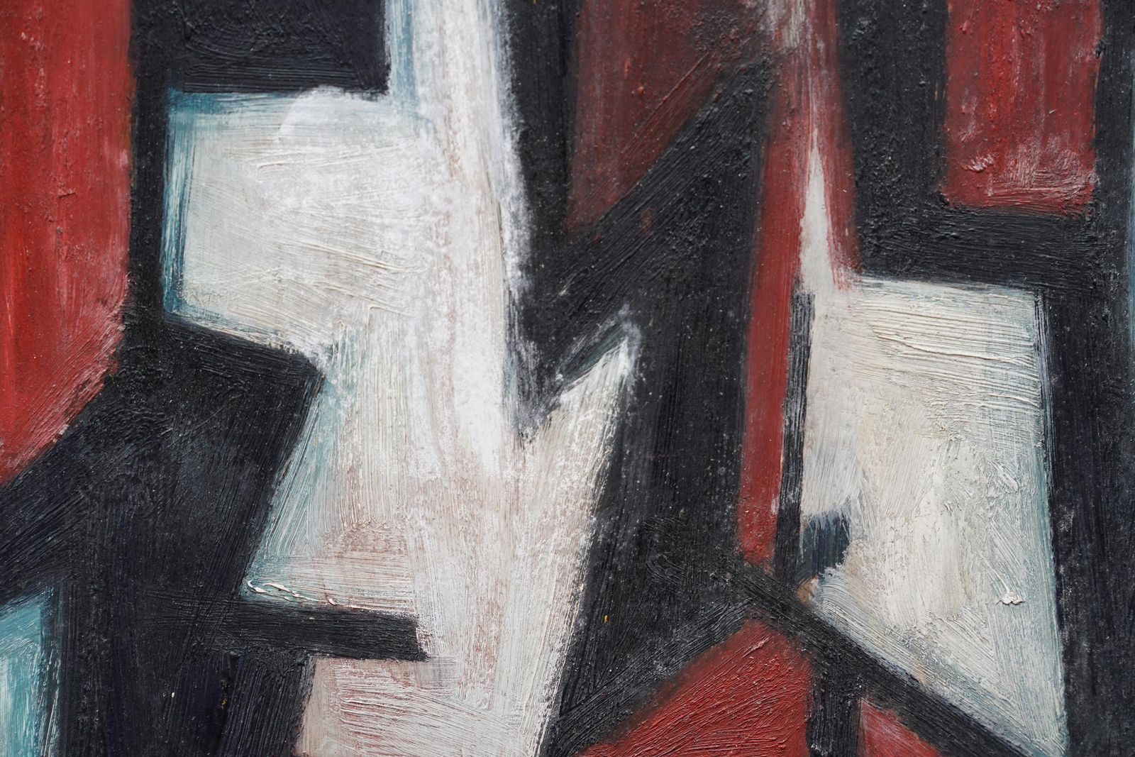 Leo Davyseated Figure III 1952   British Abstract Art Oil Painting Red White Black1952 photo Art