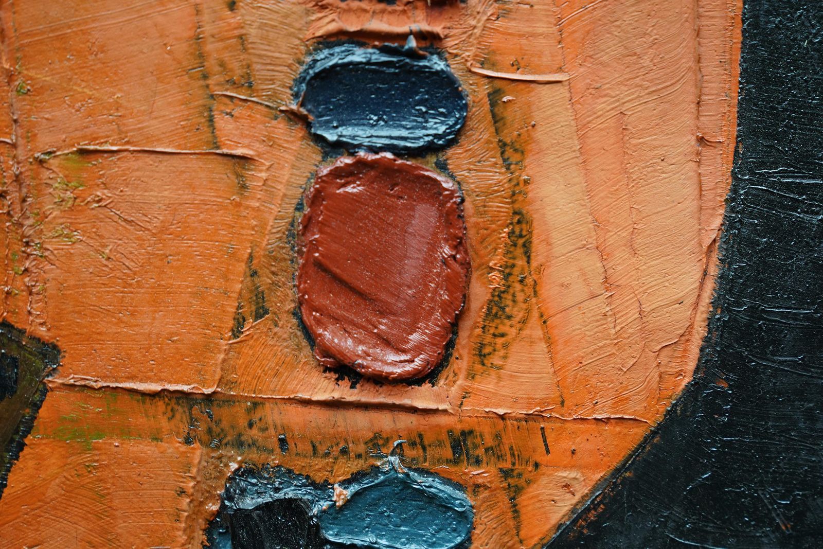 William Gearenigma No. 1   Scottish 1950's Abstract Art Oil Painting Orange Black1954 photo vinterior