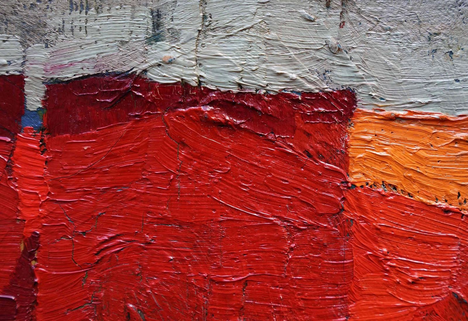 Peter L Fieldred On Orange And Green Abstract Landscape   British Fifties Art Oil Paintingcirca 1955 photo vintage