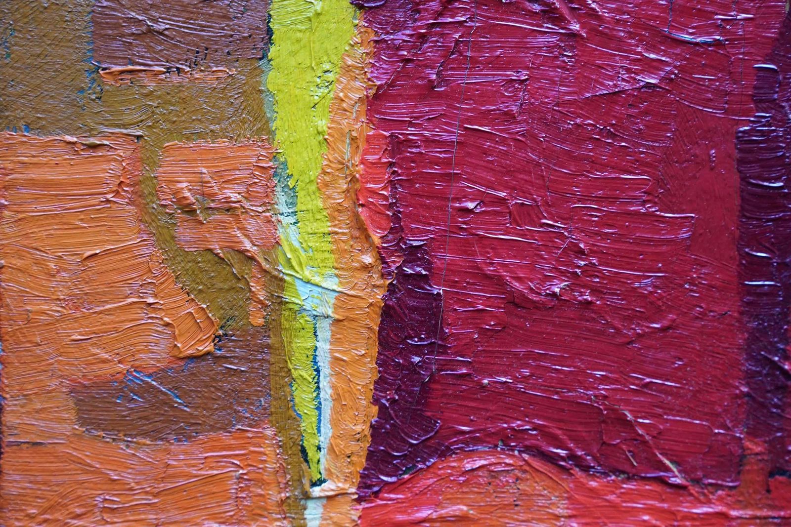 photo for sale Peter L Fieldred On Orange And Green Abstract Landscape   British Fifties Art Oil Paintingcirca 1955