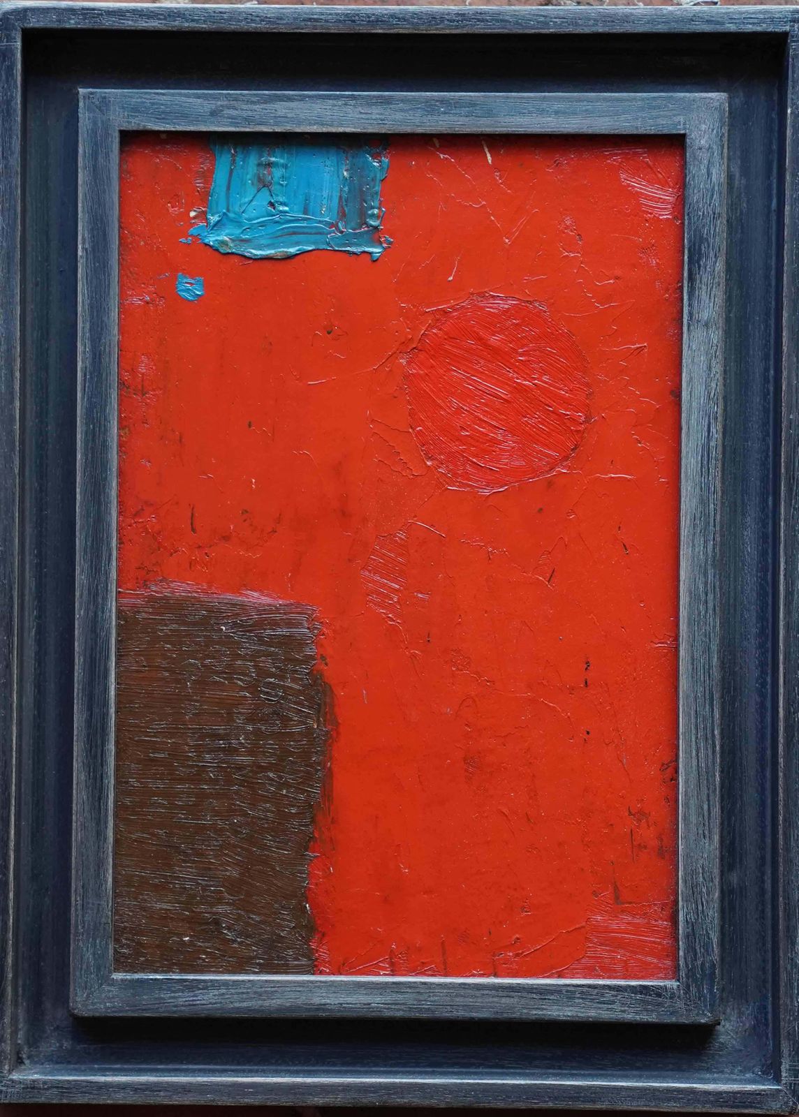 photo furniture Peter L Fieldblue Brown Shapes On Red Abstract   British Fifties Abstract Art Oil Paintingcirca 1955