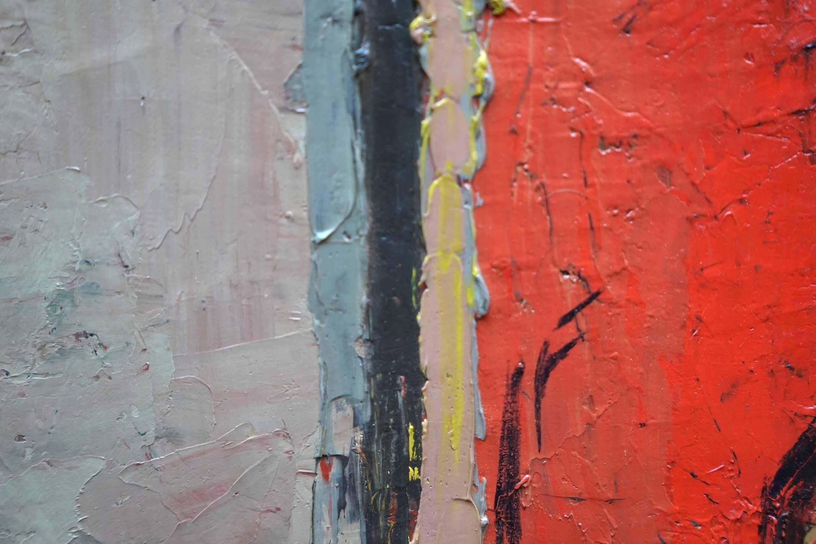 Peter L Fieldabstract Red On Blue Landscape   British Fifties Abstract Art Oil Paintingcirca 1955 photo vinterior
