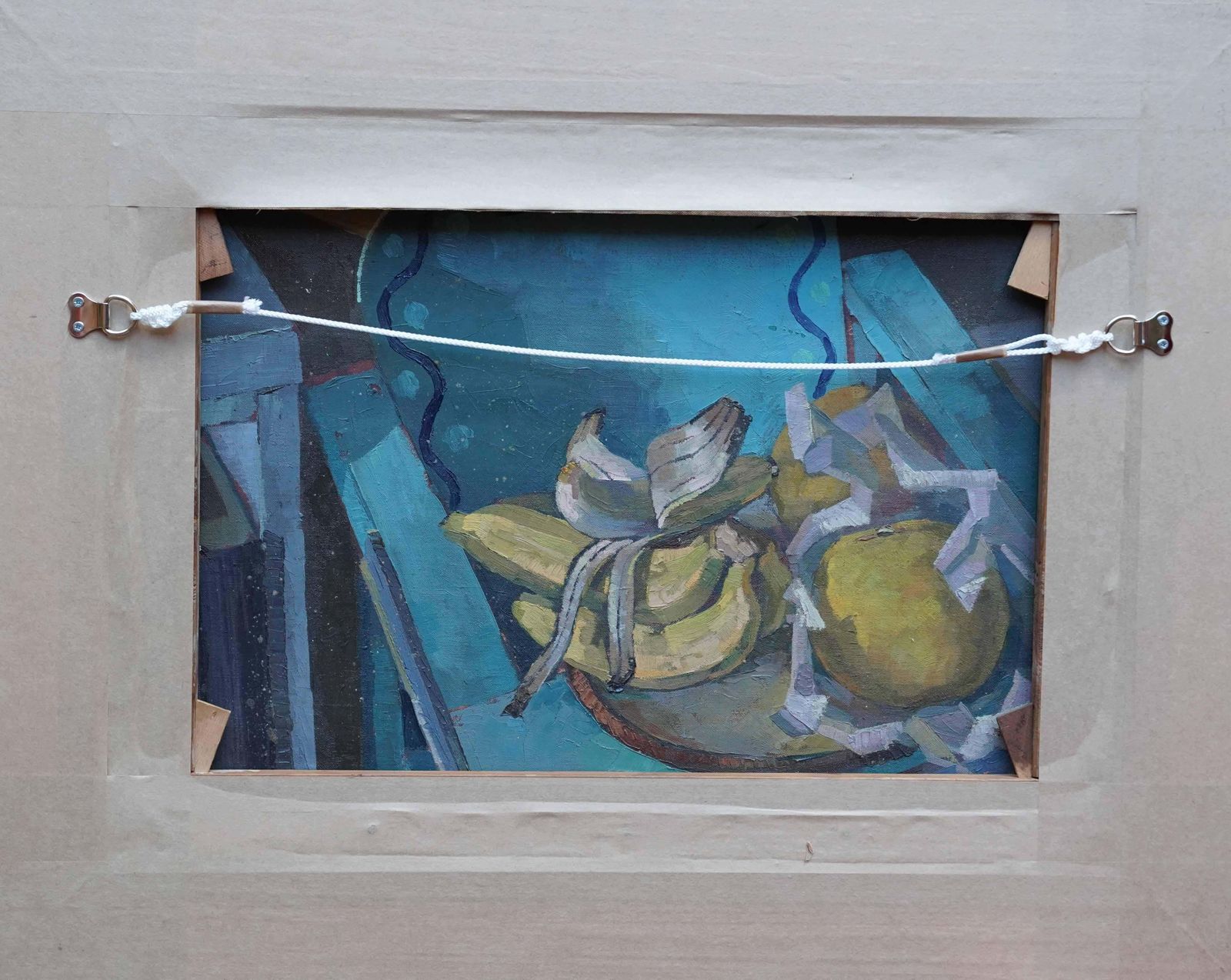 2238.0 Peter L Fieldabstract Landscape With Bananas Verso   British Fifties Art Oil Paintingcirca 1955 photo