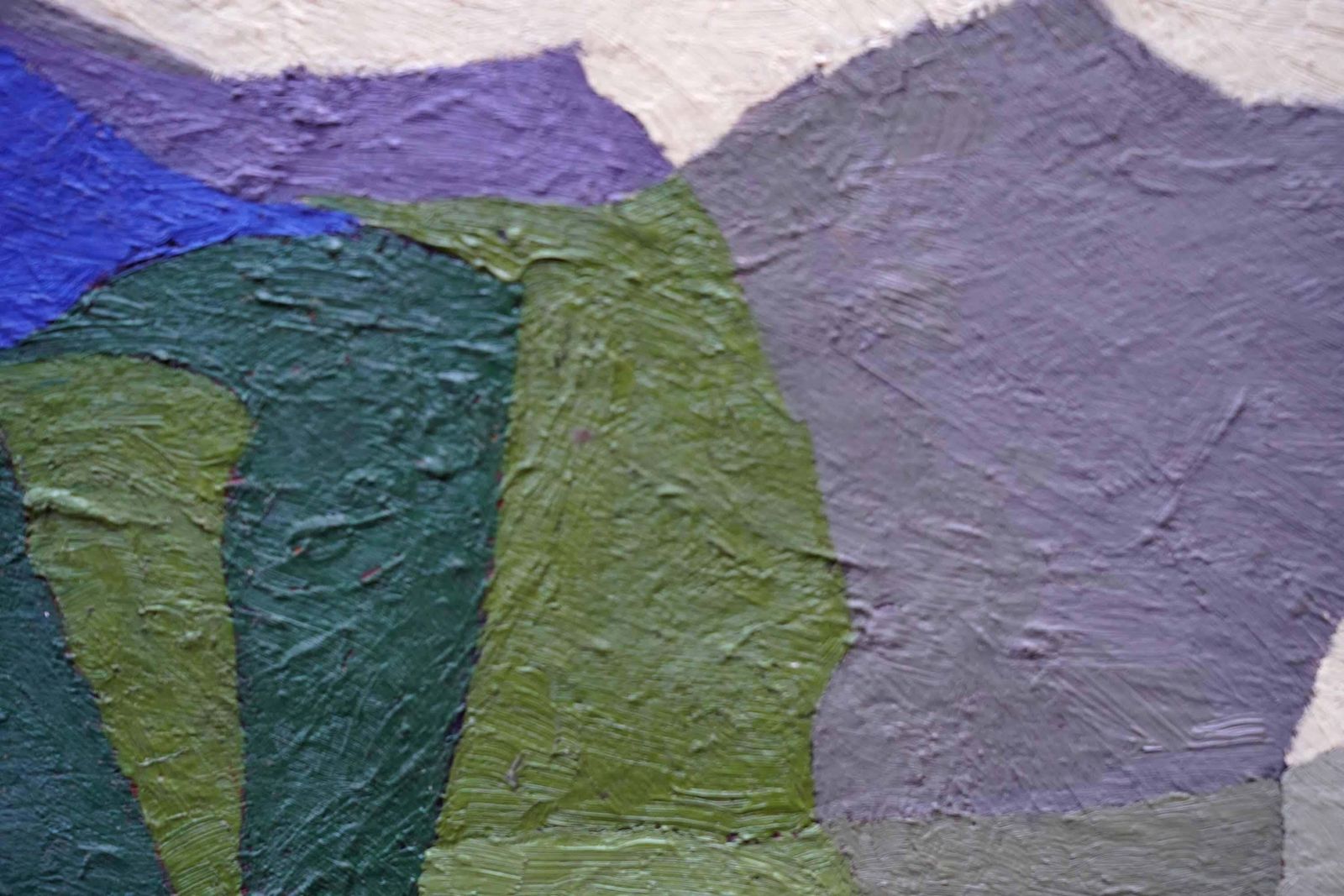 Peter L Fieldabstract With Man Verso   British Fifties Abstract Art Oil Painting Green Bluecirca 1955 photo for sale