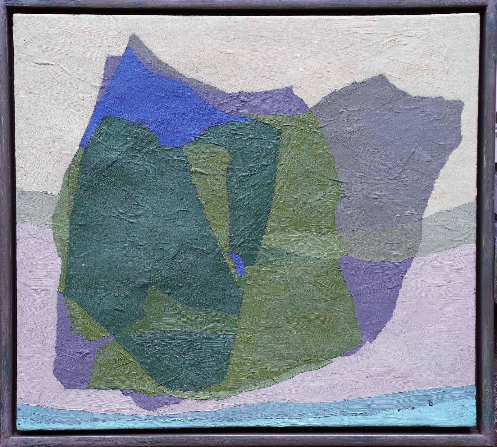 photo furniture Peter L Fieldabstract With Man Verso   British Fifties Abstract Art Oil Painting Green Bluecirca 1955