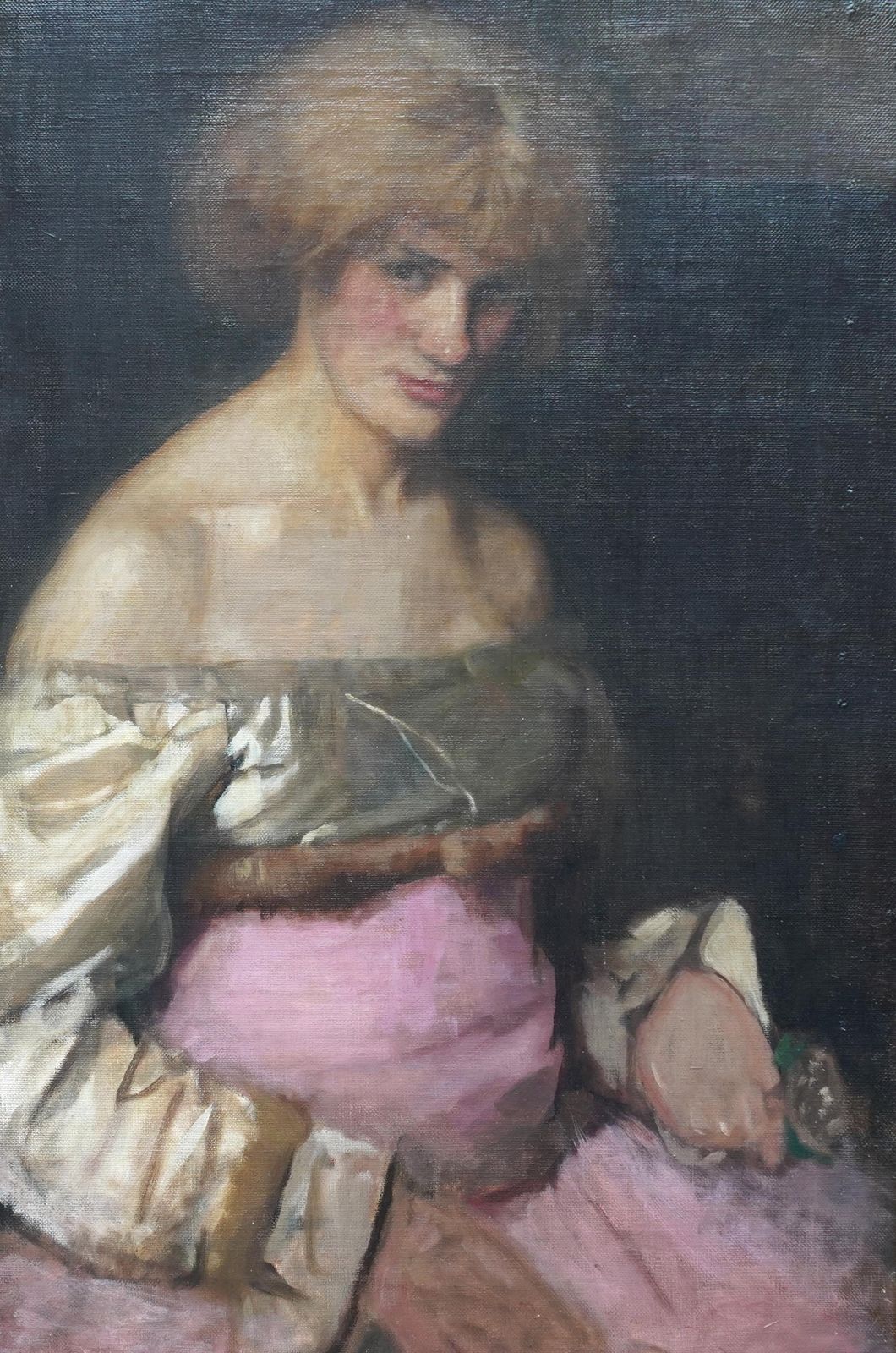 photo furniture Portrait Of A Lady In Pink   Victorian Impressionist Art Female Oil Paintingcirca 1890