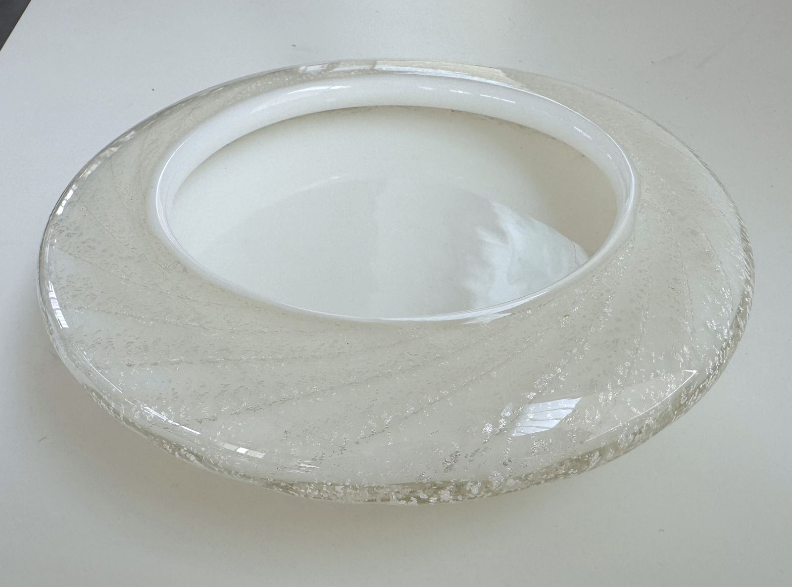 Italian Murano Glass Center Piece Or Vide Poche In Twisted Glass With Silver, 1970s photo 695.0