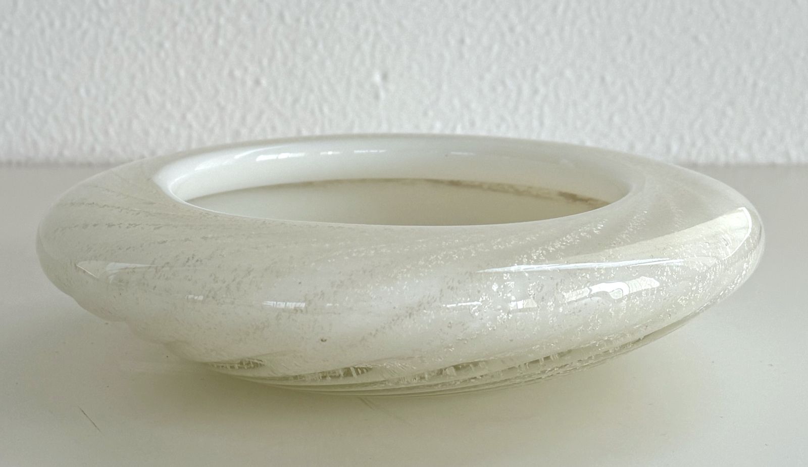 Italian Murano Glass Center Piece Or Vide Poche In Twisted Glass With Silver, 1970s photo vintage