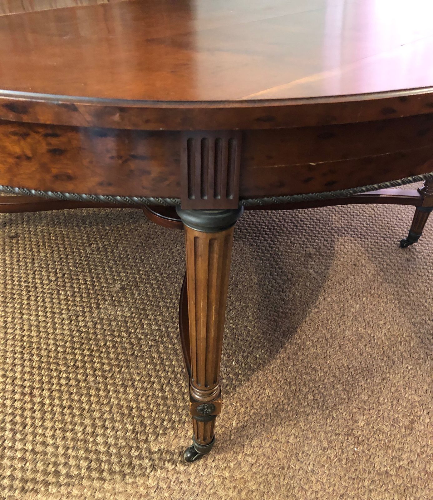 Large Pedestal Table With Central Leg In Mahogany, Brass And Bronze And Which Can Form A Large Dining Room Table photo Furniture