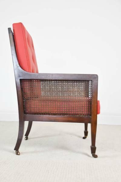 Late Victorian Bergere Library Chair photo vintage
