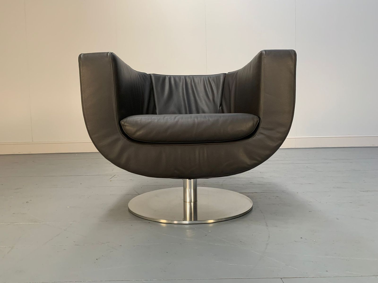 B&B Italia "Tulip" Armchair   In Dark Grey "Gamma" Leather