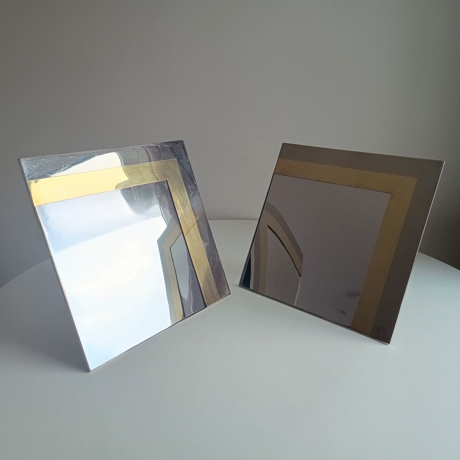 Pair Of Luxury Chrome Gold Frames Belgo Chrom, Hollywood Regency photo 380.0
