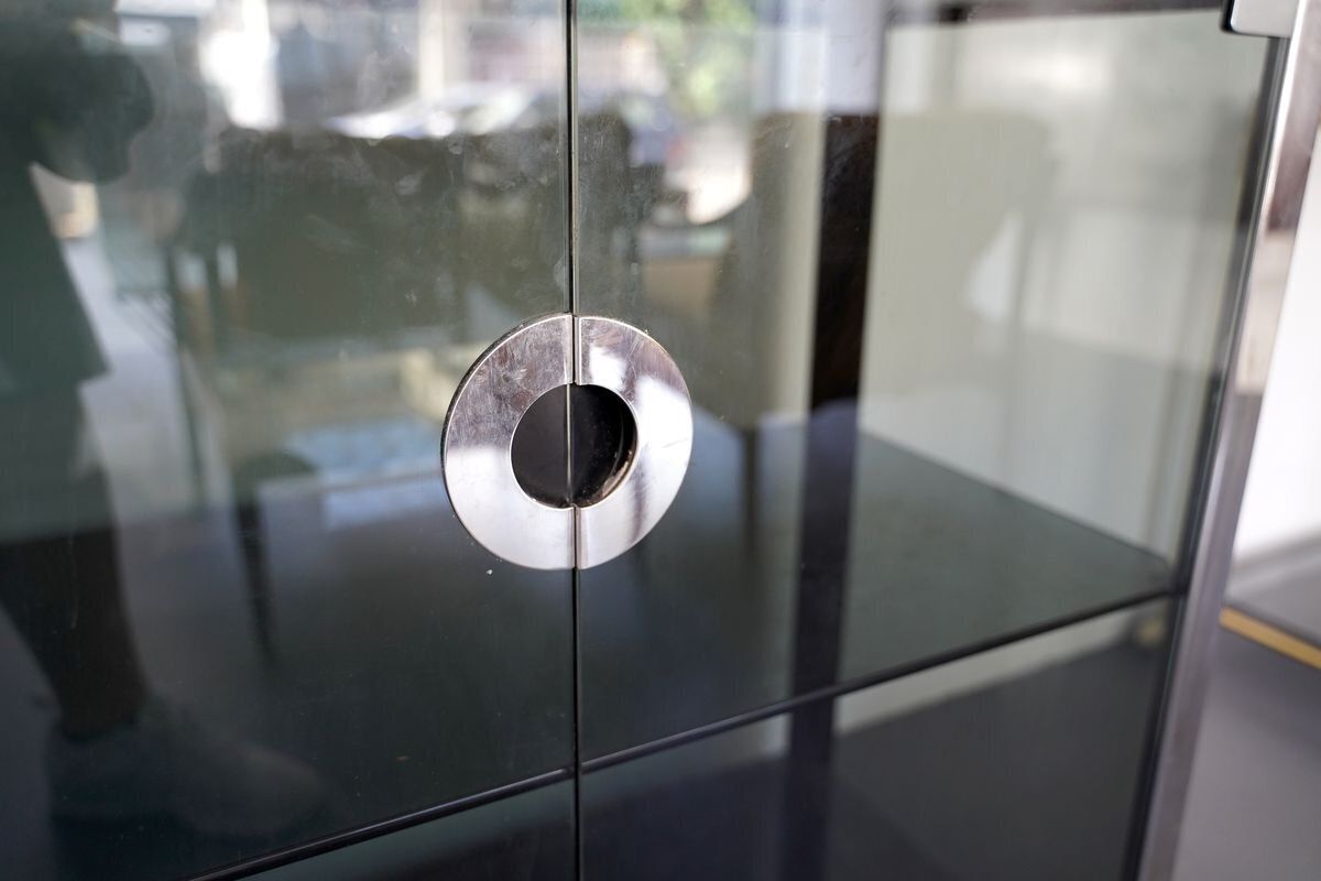 Italian Glass And Chrome Cabinet By Willy Rizzo For Mario Sabot, 1970s photo 3741.9700000000003