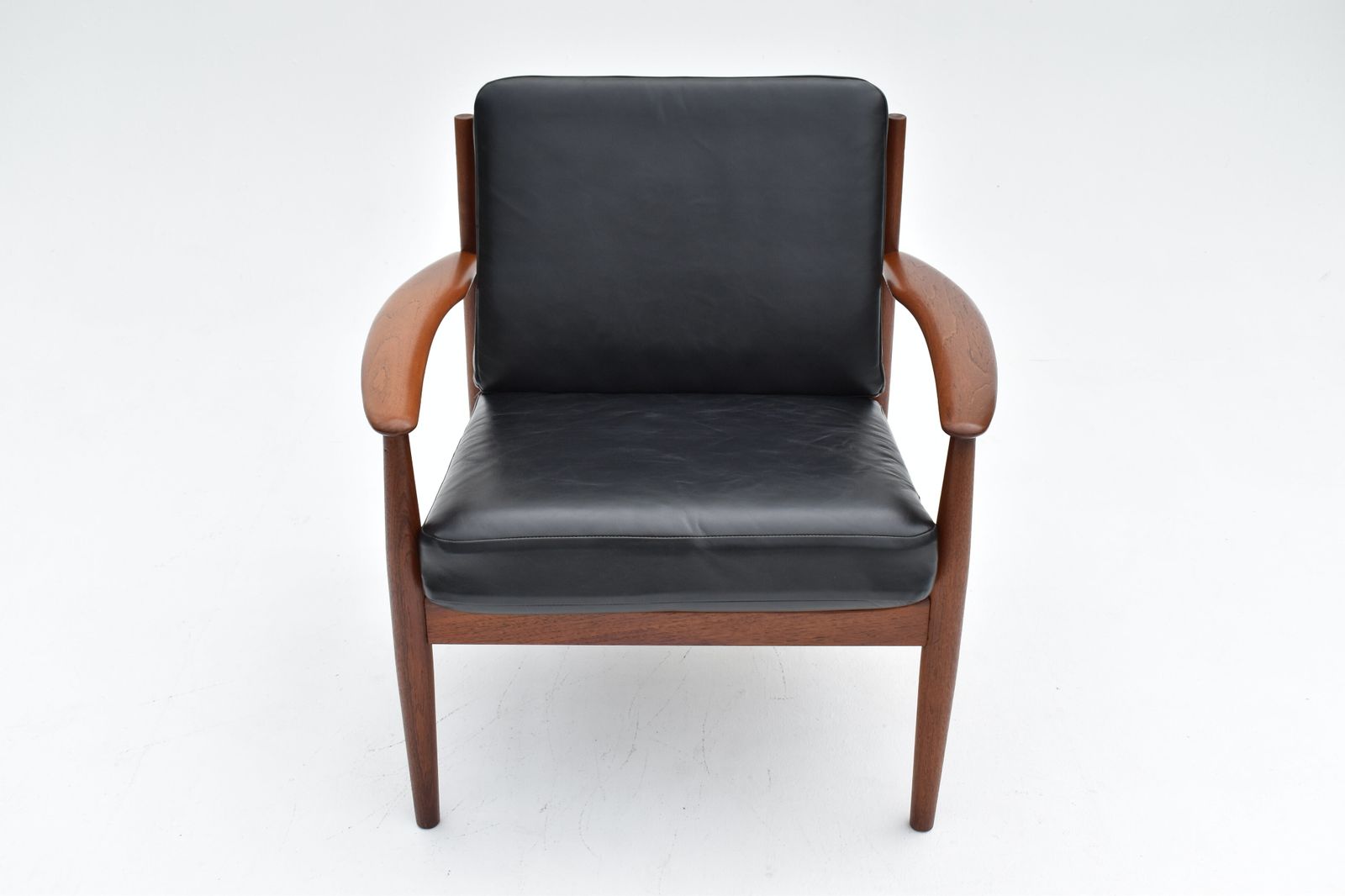 Grete Jalk Teak And Leather Lounge Chair photo for sale